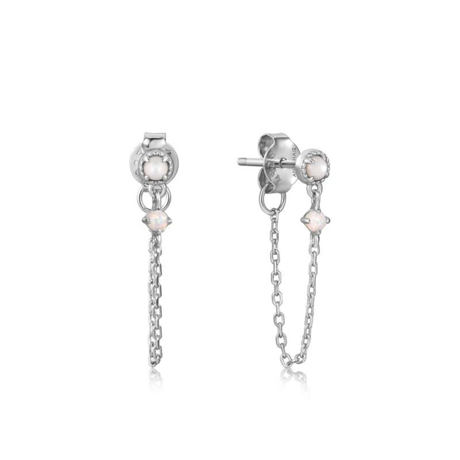  Rising Star - Ear studs - Silver / Rhodium plated - Opal - 5cm